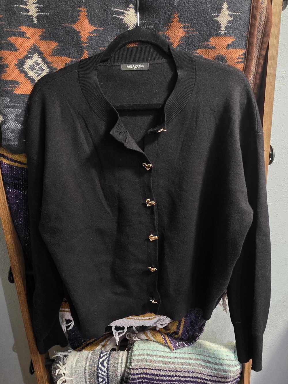 Miezom Black Women’s Button Cardigan Sweater